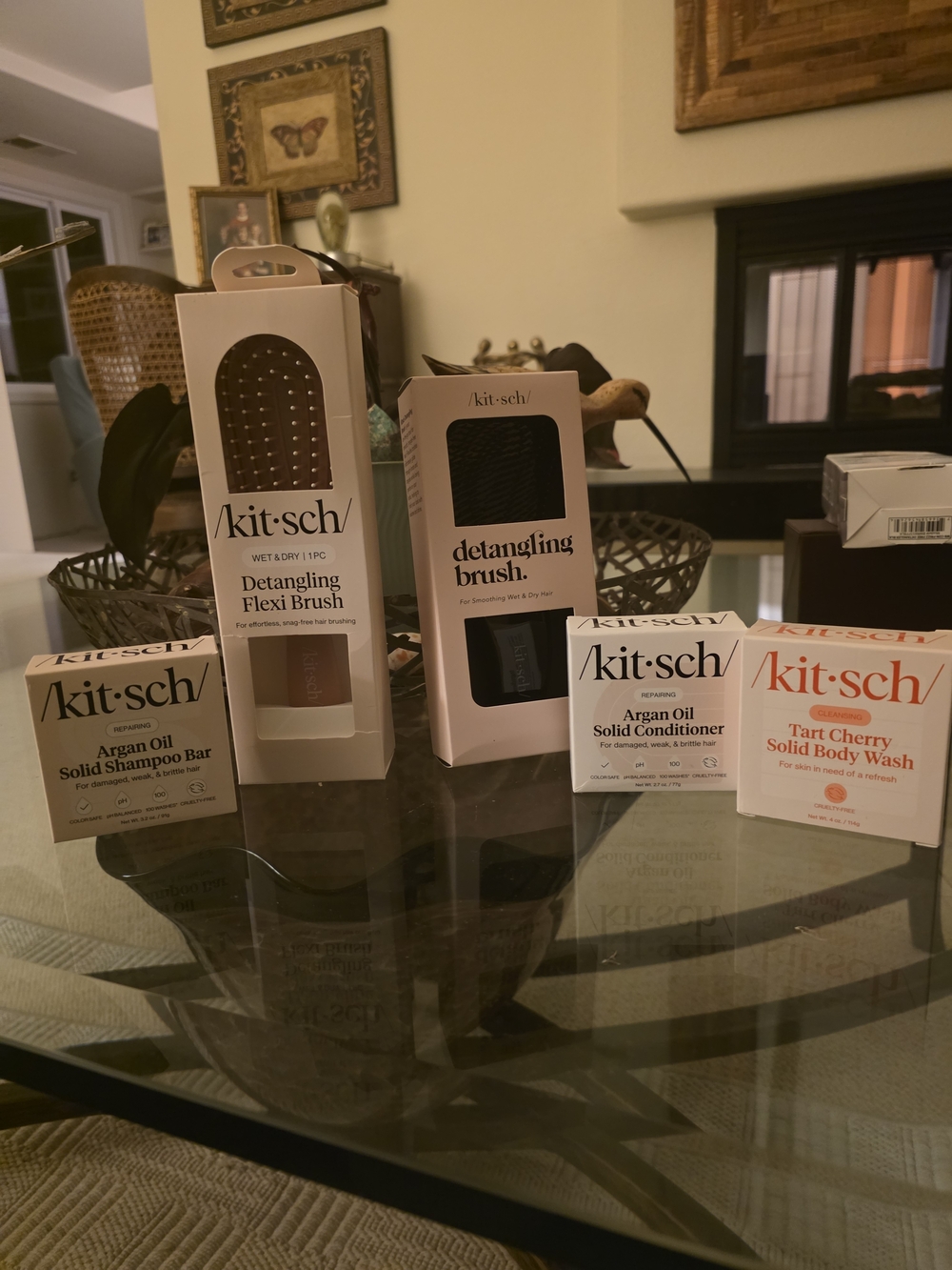 kit·sch 5pc Brushs & Arogan Oil Shampoo & Conditioner Set Tart Cherry Body Wash